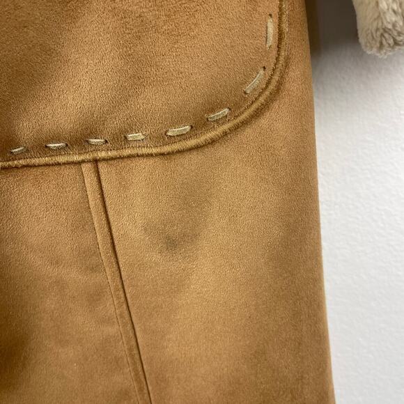 Talbots Camel Faux Suede Shearling Hooded Coat Penny Lane Jacket Women's Medium - Picture 6 of 12